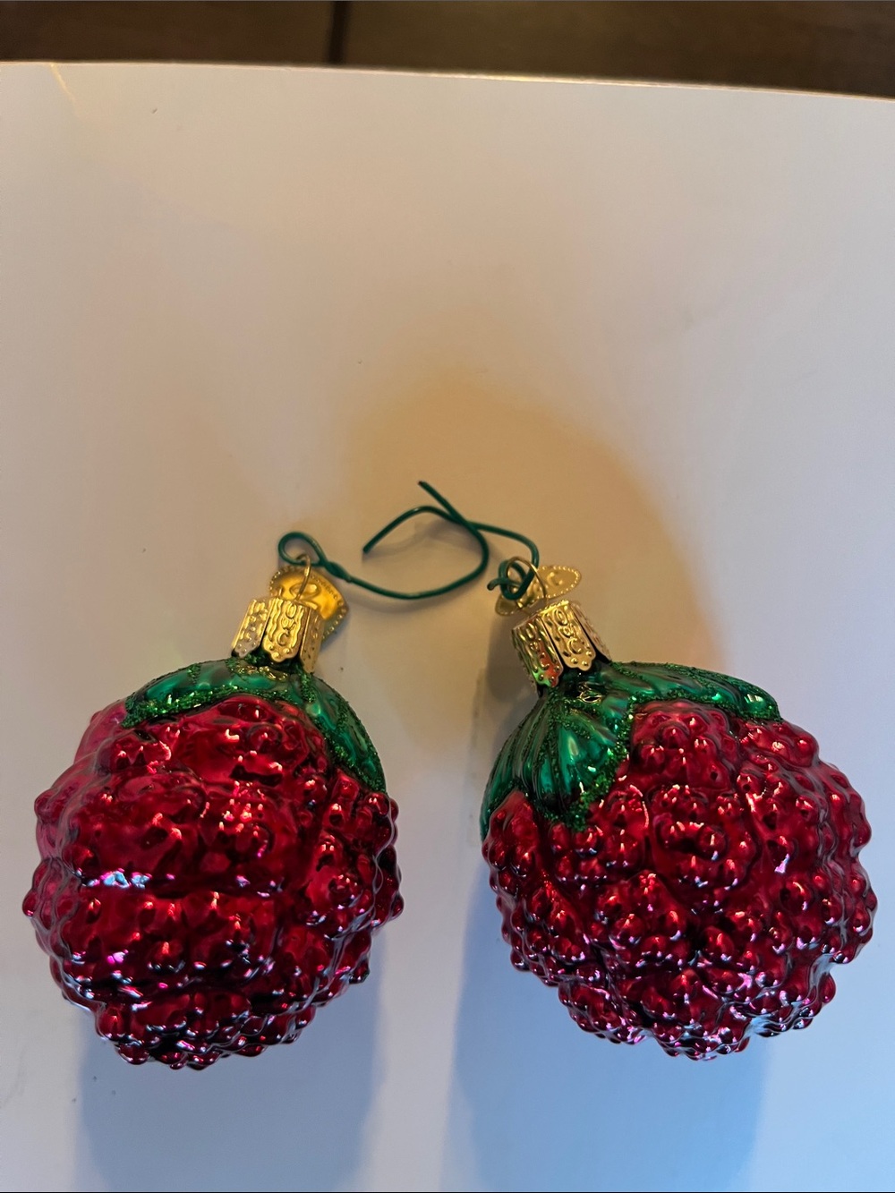 Red Glass Raspberry Ornament Set by - Picture 2 of 4